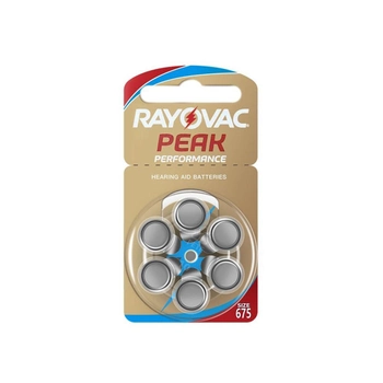 Батарейки для слухових апаратів Rayovac PEAK PERFORMANCE № 675 (6шт)
