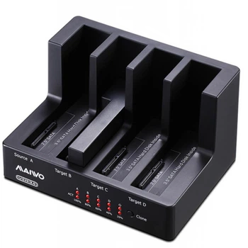Зовнішня кишеня Maiwo клонир. для 4*HDD 2,5"/3,5" SATA/SSD через USB3.0 безвинтов. крепл. пластик черн. (K3094A)