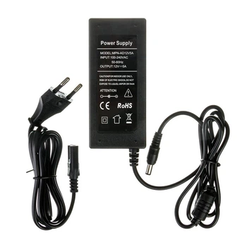 Блок питания пластиковый AVT 12V 60W 5A со штекером и вилкой MPN-AD60W-12V-5A-1