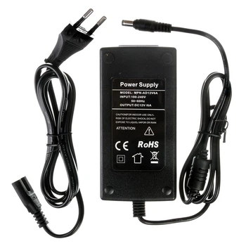 Блок живлення пластиковий AVT 12V 72W 6A зі штекером та вилкою MPN-AD72W-12V-6A-1 112×57×32мм