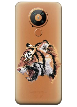 Прозорий силіконовий чохол iSwag для Nokia 5.3 із малюнком - Тигр (KS2963)