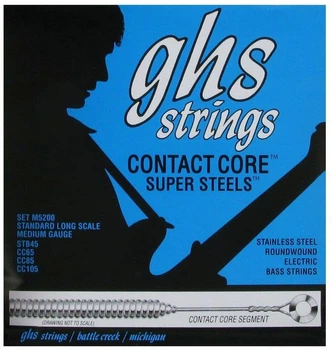 Струны для бас-гитары GHS 5M-CC 5-String Contact Core Super Steels Medium 45-129