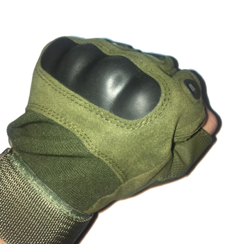 Мужские Тактические Перчатки с Ударными Вставками Открытые Зеленые L