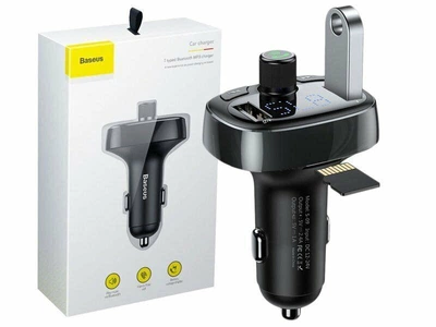 Автомобильное зарядное устройство Baseus T typed Wireless з FM-модулятором Bluetooth
