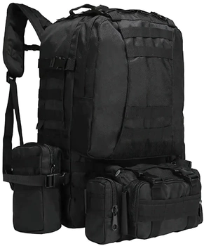Чоловічий рюкзак тактичний з підсумками "B08 - Чорний" 55л, рюкзак бойовий і туристичний (VS7005340)