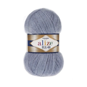 Пряжа Alize Angora Real 40 221-Світло-джинсовий меланж