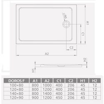 Душовий піддон RADAWAY Doros Plus F 80x140 SDRFP1480-01