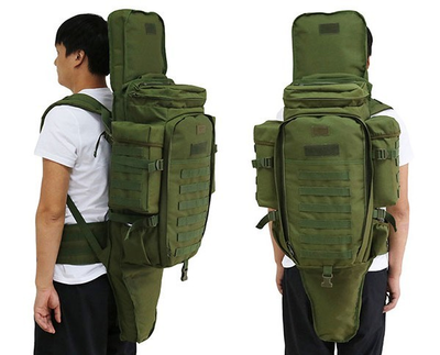 Рюкзак армійський тактичний з відділенням для зброї 9.11 для полювання та риболовлі хакі зелений 70 л