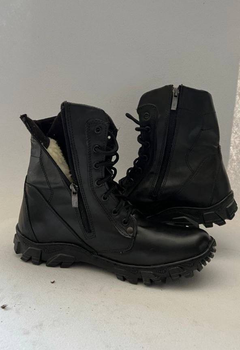 Зимові військові черевики на застібці-змійці Чорні KH, підошва Energy (KH9-SHORT-ZM-WT-BL-EG-43)