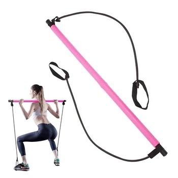 Портативный тренажер для фитнеса и пилатеса с эспандерами Portable Pilates (розовый)