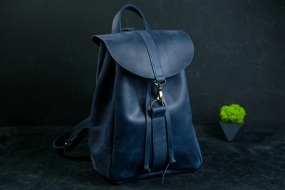 Рюкзак женский винтажная кожа Berty 63-4080 средний Синий
