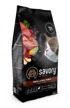 Сухий корм Savory Adult Cat Sensitive Digestion Fresh Lamb & Turkey 8+2 кг (10 кг) с ягненком и индейкой