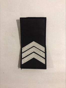 Пагон Шеврони з вишивкой Сержант поліції (чорний фон-білі зірки) роз. 10*5 см