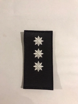 Пагон Шеврони з вишивкой Старший лейтенант поліції (чорний фон-білі зірки) роз. 10*5 см