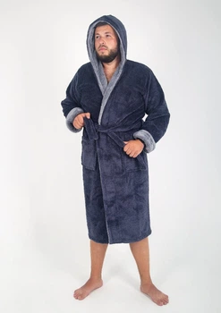 Халат махровий чоловічий 2XL графітовий з сірим (4002)