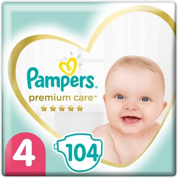 Подгузники Pampers Premium Care Размер 4 Heart Quilts 104 штуки Maxi 9-14 кг Мягкие