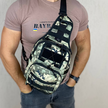 Чоловіча нагрудна тактична сумка піксель міні рюкзак слінг бананка Tactica XL