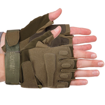 Защитные тактические военные перчатки без пальцев для охоты рыбалки BLACKHAWK оливковые АН4380 размер L