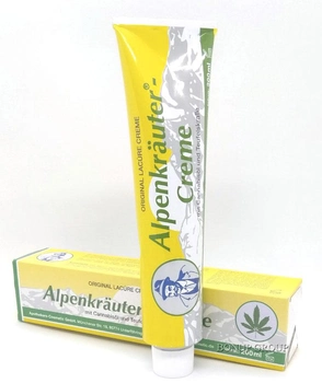 Альпійські трави крем-гель знеболюючий для суглобів і тіла охолоджуючий Apothekers-Cosmetic GmbH без парабенів з каннабідіолм Alpenkrauter-creme, 200 мл