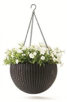 Горшок для цветов 8,6 л. Rattan style hanging sphere planter