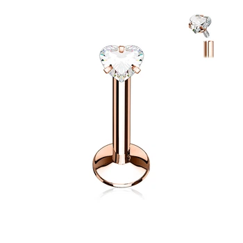 Сережка мікролабрет Spikes LSI6T-16083-RDC із сталі з фіанітом для пірсингу хряща вуха, монро (Золотистий 8мм)