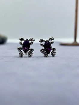 Серьги металлические лягушонок Сиреневый 9158