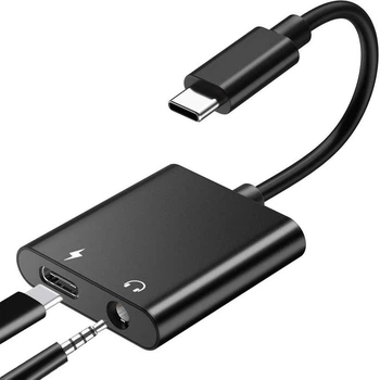 Переходник 2в1: Type-C + miniJack 3.5мм Addap UC2MJ-01, адаптер для одновременной зарядки и подключения наушников