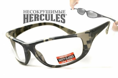 Очки защитные открытые Global Vision Hercules-6 Digital Camo (clear) прозрачные в камуфляжной оправе