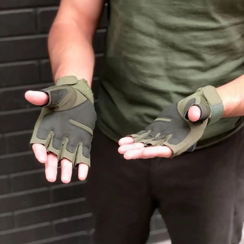 Тактичні рукавички Combat Tac безпалі військові Хакі M