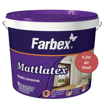 Фарба латексна фарба для внутрішніх і зовнішніх робіт Фарбекс MattLatex 4,2 кг (205352), Білий, Білий