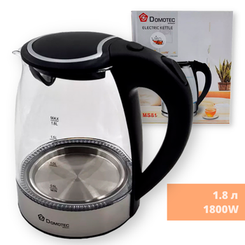 Чайник стеклянный электрический 1,8 л Domotec MS-81 черный 1800W (lp-90188_425)