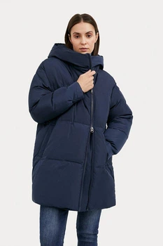 Подовжений жіночий пуховик oversize Finn Flare W20-12005-101 синє XS