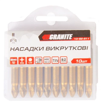 Насадка викруткова GRANITE PZ2 50 мм ¼" S2/TITAN набір 10 шт 10-92-511