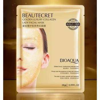 Маска гидрогелевая коллагеновая Bioaqua BeautySecret Golden Luxury Collagen Mask, с био золотом