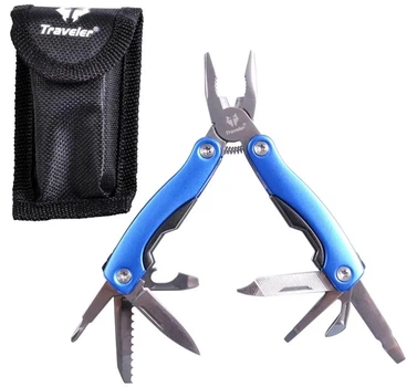 Mультитул Traveler Blue Mini MT 9 в 1 мультифункциональный инструмент в чехле