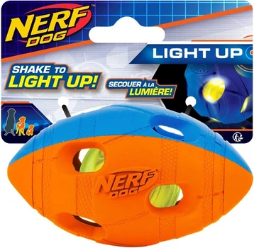Футбольний м'яч для собак Nerf Dog Rubber Bash з інтерактивним світлодіодом, orange-blue