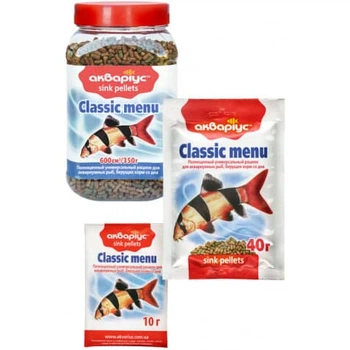 Акваріус Classic Menu сухий корм для риб, донний, 350 г