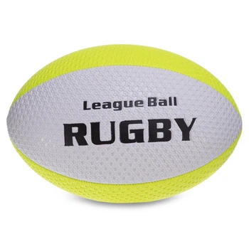 Яркий мяч для регби 9 размер RUGBY League ball регбийный мяч PU Белый-салатовый (RG-0391)