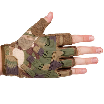 Міцні військові рукавички тактичні армійські рукавички без пальців відкриті TACTICAL Камуфляж Multicam (BC-8808) XL