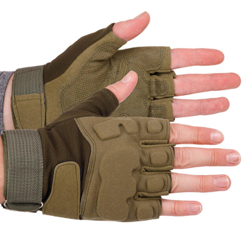 Тактические перчатки без пальцев военные Zepma Для рыбалки для охоты Полиэстер Оливковые (BC-8811) M