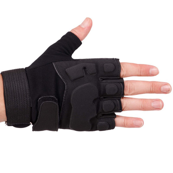 Тактичні рукавички без пальців військові армійські для риболовлі полювання із захистом TACTICAL Чорні (BC-8811) L