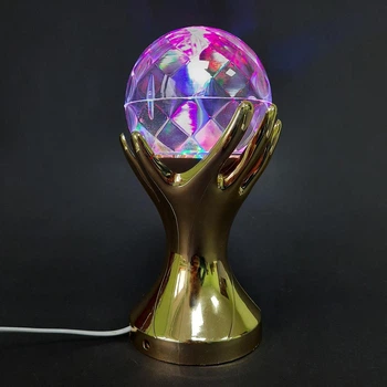 Светодиодный диско шар с подставкой рука для дома ZEPMA LED Fullcolor Rotating Lamp Золотой (XXX168) Б/У