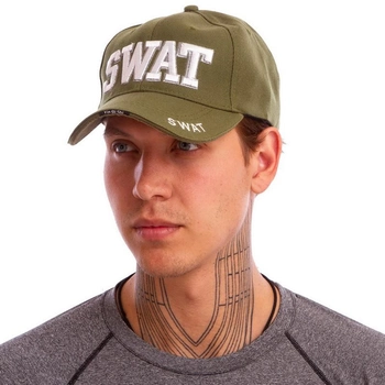 Бейсболка тактическая кепка мужская классическая с надписью SWAT Tactical Хлопок Оливковая (6844)