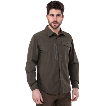 Мужская тактическая военная рубашка оливковая с длинным рукавом Pro Tactical непромокаемая Полиэстер Оливковая (7188) L