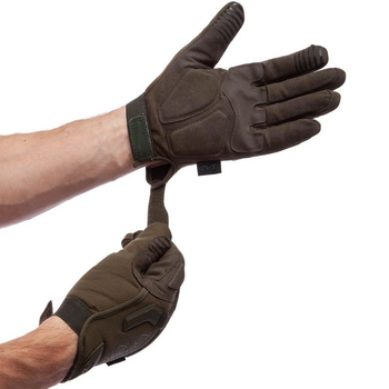 Тактические перчатки военные с закрытыми пальцами и накладками Механикс MECHANIX MPACT Оливковый (BC-5622) М