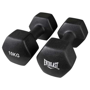 Гантели 2 шт по 10 кг для фитнеса для упражнений с виниловым покрытием EVERLAST Черный (80042/10)