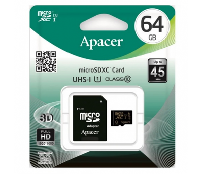 Карта пам'яті Apacer microSDHC Class 10 UHS-I, 64GB