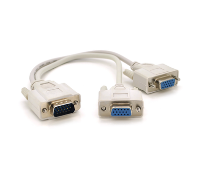 mmm-02♡ Разветвитель VGA 0,2m, male to 2*female (папа-2*мама), White, OEM