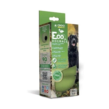 Біорозкладні пакети для фекалій собак Croci Eco Dog Bags 4*15 шт