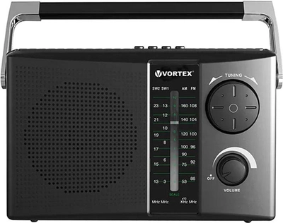 Радиоприемник портативный Vortex FM/MW/SW1-2/Bluetooth/USB/microSD Black (VO2606)